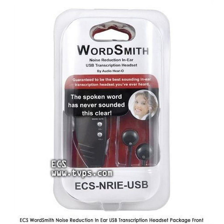 ECS WordSmith Noise Reduction In Ear USB Transcription Headset