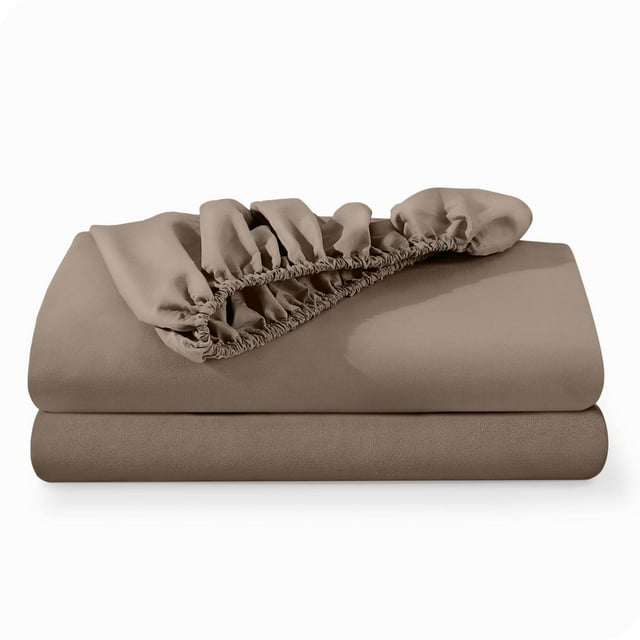 Bare Home 2-Pack Fitted Sheets - Premium 1800 Collection - Ultra-soft - Deep Pocket - Queen, Taupe