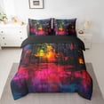 thumbnail image 2 of Castle Fairy Hippie Graffiti 7-Piece Bedding Comforter Set,Abstract Artwork King Bedding Sets,Splash Splatter Ultra Soft Bed Sheets,Super Cozy Vintage Room Decor,Reversible, 2 of 8