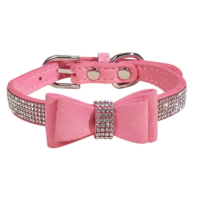 Weiweiguan 1 Ensemble Collier pour Chien avec Strass Collier Réglable avec Nœud Collier d'Entraînement pour Chien