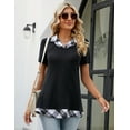 thumbnail image 5 of Yesfashion Womens Contrasting Color Collar for Ladies Short Sleeve Lapel Collared Summer Tops Casual Work Basic Tees, 5 of 9