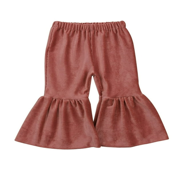 Infant Baby Girls Flare Pants Outfit Corduroy Trousers Ruffle Leggings Bell Bottom Clothes