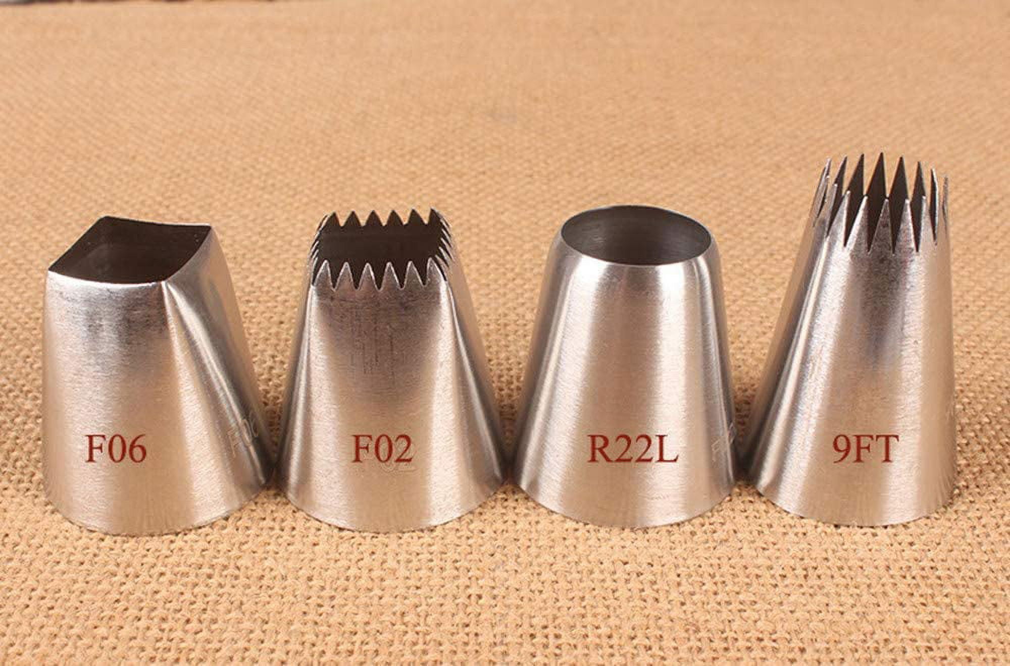 4Pcs Large Piping Tips Set, Pastry Tips Set Cake Decorating Icing Piping Tip Set Frosting Tips Set Cake Piping Nozzles Tips Kit Square Round Icing Piping Tips Decorating Tube Set