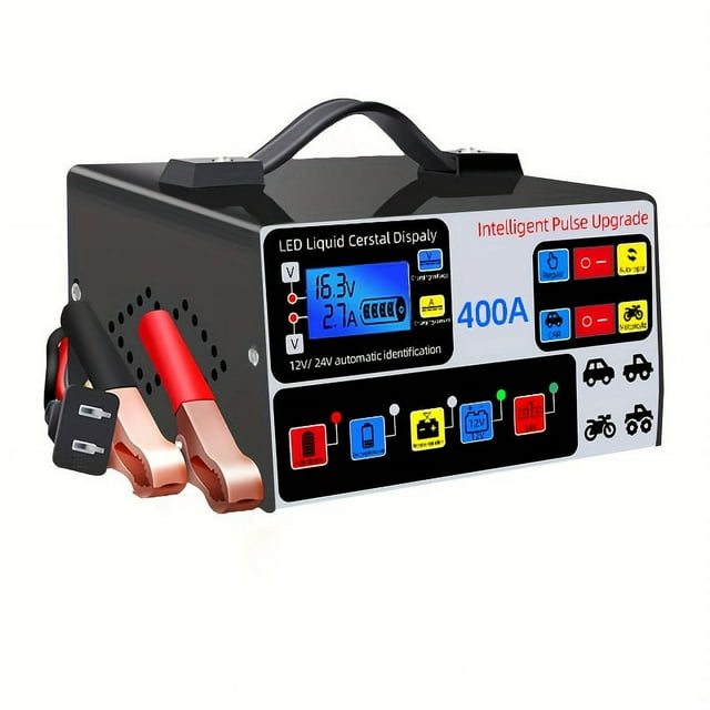 MesaSe 12V/24V Smart Pulse Car Battery Charger for Cars SUVs Trucks Boats Motorcycles