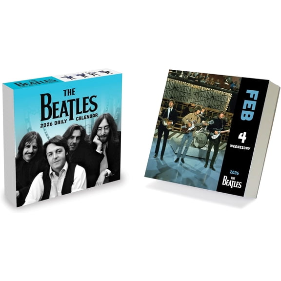 2026 The Beatles Daily Desktop Calendar - Home and Office Organization - Small Desk Calendar 2026 with Full-Color Tear-Off Pages and Standing Cardboard Easel - 5.25in x 5.25in