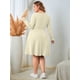 thumbnail image 4 of Vestido Casual de Mujer de Talla Grande con Cuello Cuadrado, Larga y Canalé. Albaricoque XL, 4 of 10