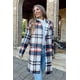 thumbnail image 5 of Abrigo PRETTYGARDEN Shacket a Cuadros Mezcla de Lana Marrón Grande, 5 of 8