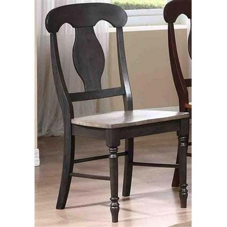 - Iconic Furniture Napoleon Back Dining Chair Wood Seat, Grey Stone & Black Stone - Pack Of 2