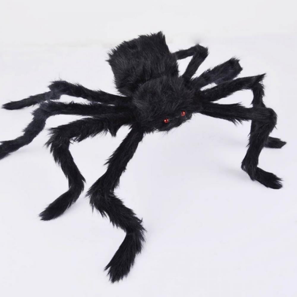 50" Huge Posable Spider Furry Halloween Decoration Red Eyes Creepy Crawler Prop