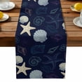 thumbnail image 2 of Burlap Table Runner 70 Inches Long, Marine Shell Starfish Conch Non-Slip Kitchen Table Runners for Dining Room Everyday Use Party Table Decorations Seamless Ocean Life Navy Blue, 2 of 9