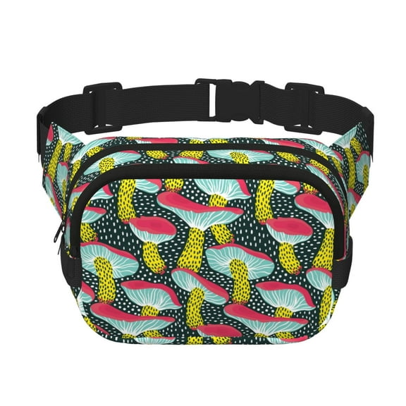 Easygdp Green Mushroom Fanny Packs for Women Men, Belt Bag, Fashion Crossbody Bags, for Workout/Running/Hiking