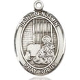 thumbnail image 3 of Extel Large Oval Pewter St. Benjamin Pendant with 24" chain, Made in USA, 3 of 10