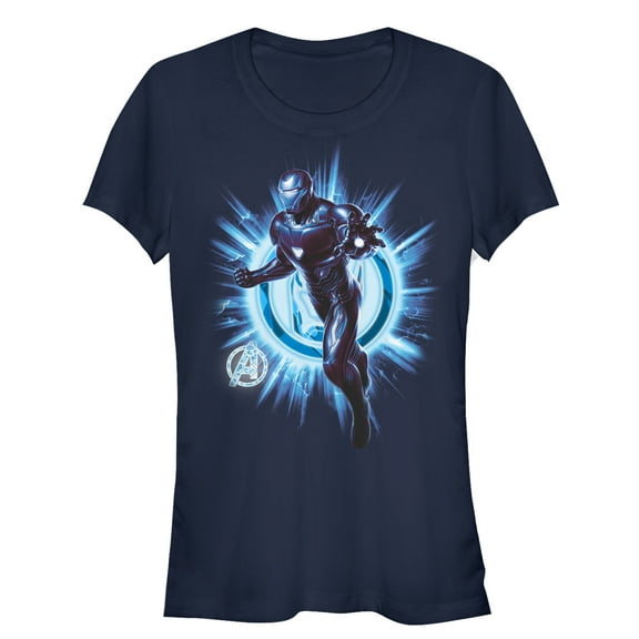 Junior's Marvel Avengers: Endgame Iron Man Star Logo Graphic Tee Navy Blue Large