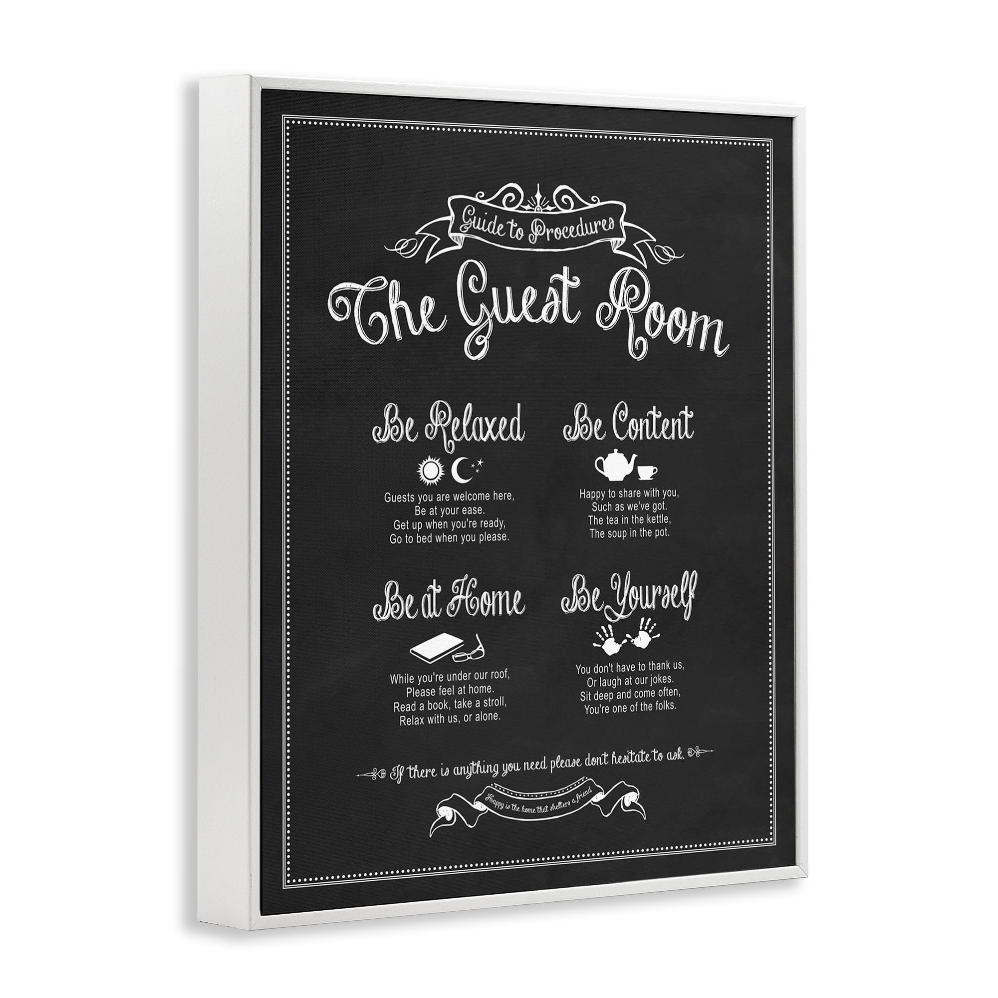Stupell Industries The Guest Room Guide Graphic Art White Framed Art Print Wall Art, 24x30, by Lettered and Lined