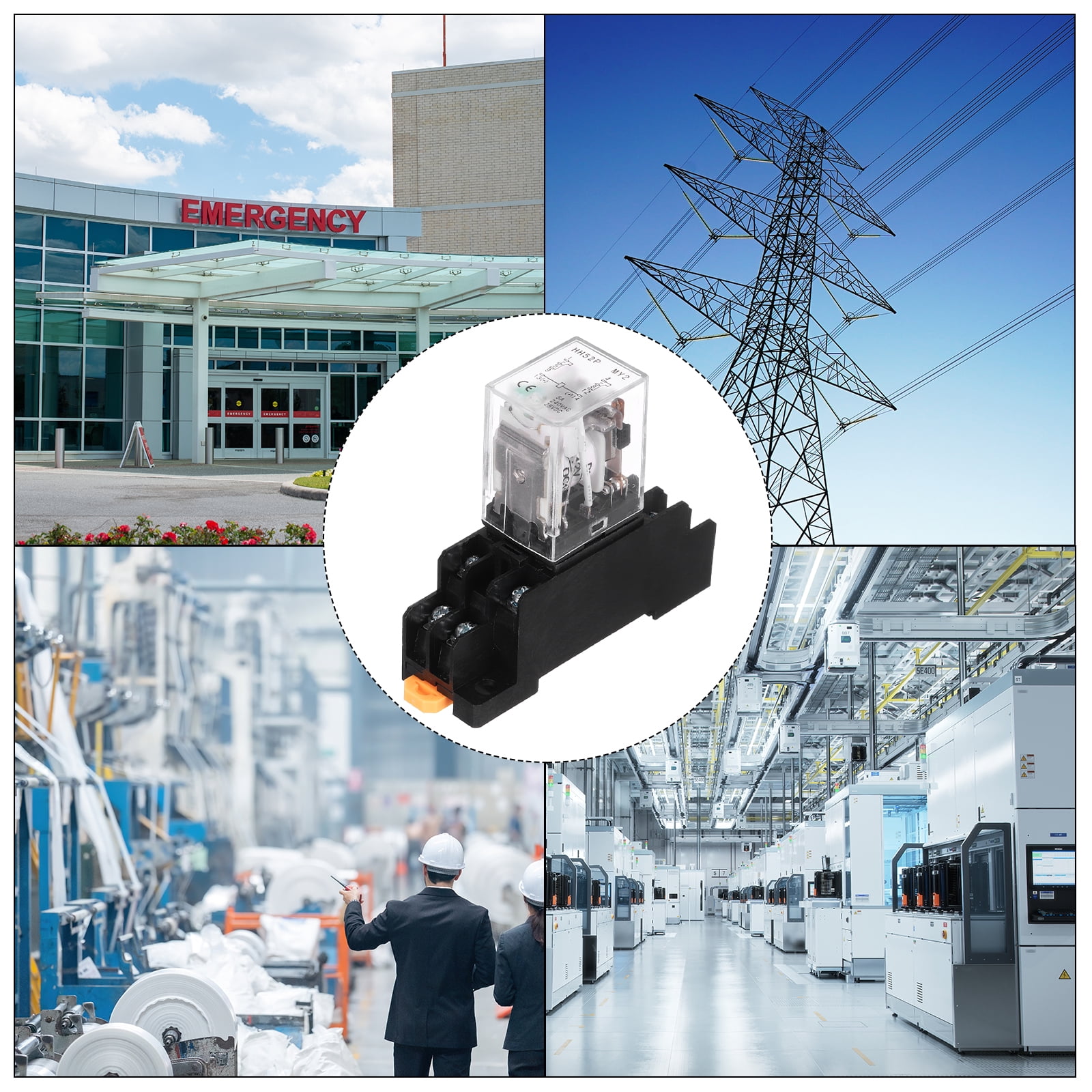 6Pcs DC 12V Electromagnetic Power Relay, 8-Pin 5A Power Coil Relay with LED Indicator and Socket Base DPDT 2NO 2NC - MY2NJ for Industrial, Home Appliances and DIN Rail System