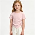 thumbnail image 5 of Girls Short Sleeve Irregular T-Shirts Kids Slim Fit Tops Summer Fashion Crewneck Tees Girl Clothes Size 3-4 Years, 5 of 5