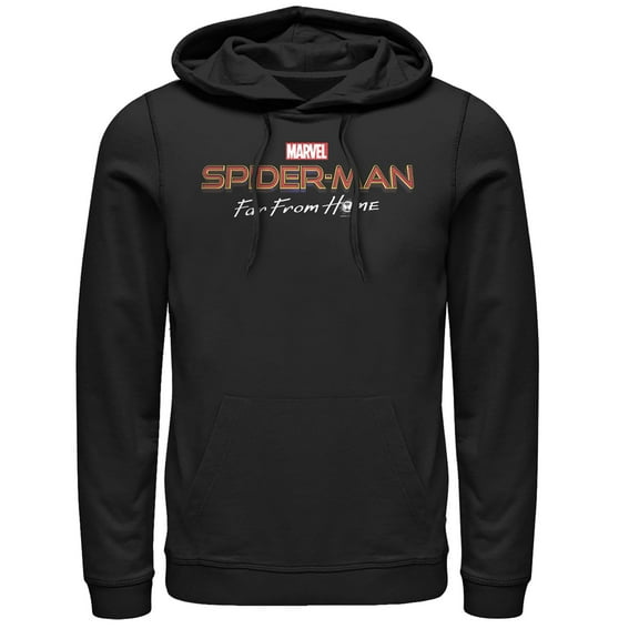 Men's Marvel Spider-Man: Far From Home Classic Logo Pull Over Hoodie Black Large