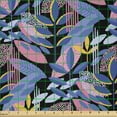 thumbnail image 2 of Ambesonne Tropical Fabric by the Yard Microfiber, Minimalist Leaves Dots, 10 Yards, Lavender Blue Pastel Pink, 2 of 2