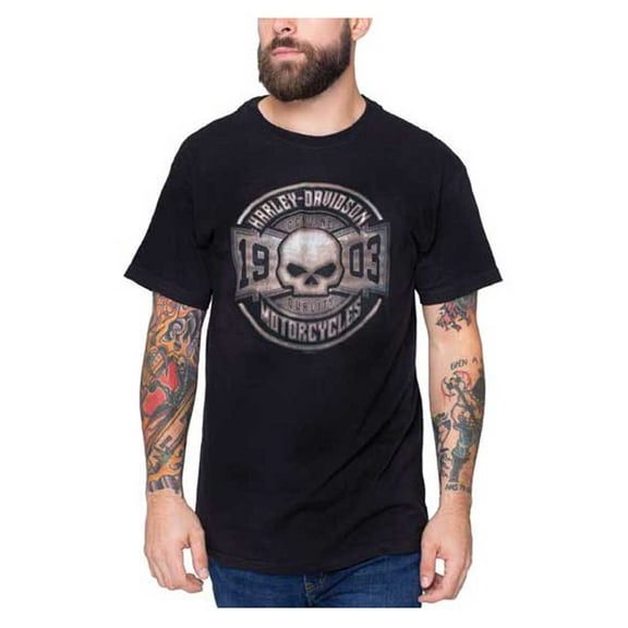 Harley-Davidson Men's Rust Chrome Skull Short Sleeve Crew-Neck T-Shirt (2XL), Harley Davidson