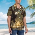 thumbnail image 2 of KLL Men's Hawaiian Shirt Short Sleeve Button Down Beach Shirts-Dinosaur Bald Eagle, 2 of 5