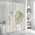 thumbnail image 6 of Summer Palm Leaves Shower Curtain, Waterproof Shower Curtains for Bathroom, Green Botanical Tropical Plant Washable Fabric Bathtub Curtain Set Bath Decor with 12 Hooks Extra Long 72"x96", 6 of 8