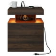 thumbnail image 2 of Hommpa LED Nightstand, 2 Drawers Bedside Tables with Wireless Charging Station 2 Outlets and 2 USB Ports,Bedside Table with RGB LED Backlights, Bedroom Home Furniture,Dark Walnut., 2 of 6
