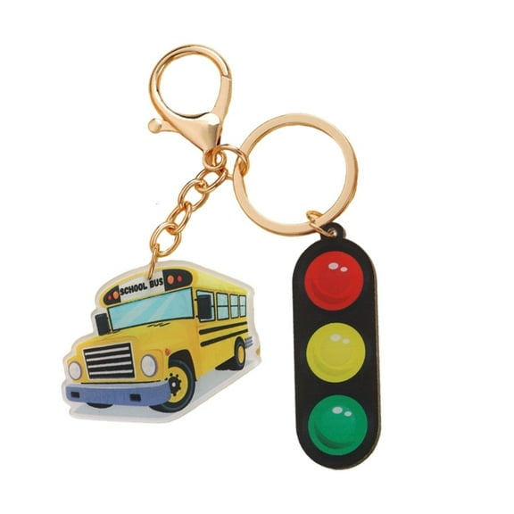 SDFGTstore School Bus Keychain Bag Charm Handbag Backpack Bag Pendant Charm Car Keyring