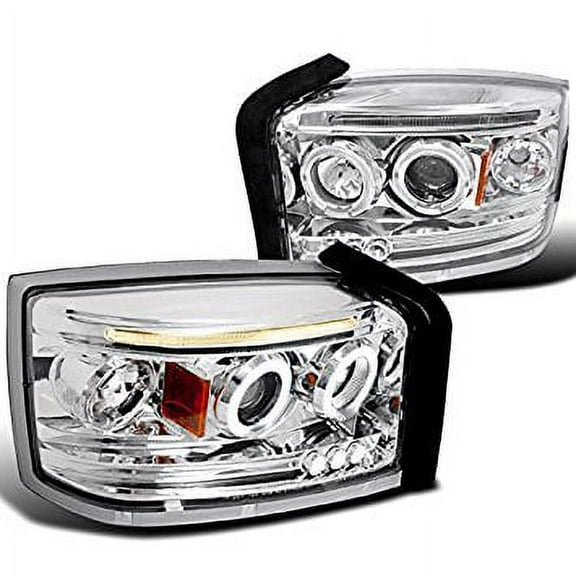 Spec-D Tuning 2LHP-DAK05-TM Dodge Dakota Chrome Clear Halo LED Projector Head Lights