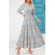 thumbnail image 5 of Vestido PRETTYGARDEN 2025 Floral Azul Blanco Maxi Manga Larga M, 5 of 5