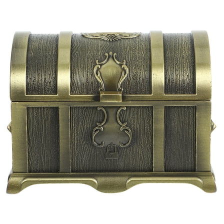 OUNONA Treasure Box Vintage Metal Trinket Box Treasure Chest Vintage Jewelry Box Keepsake Box