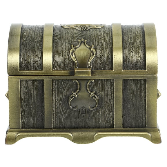 OUNONA Treasure Box Vintage Metal Trinket Box Treasure Chest Vintage Jewelry Box Keepsake Box
