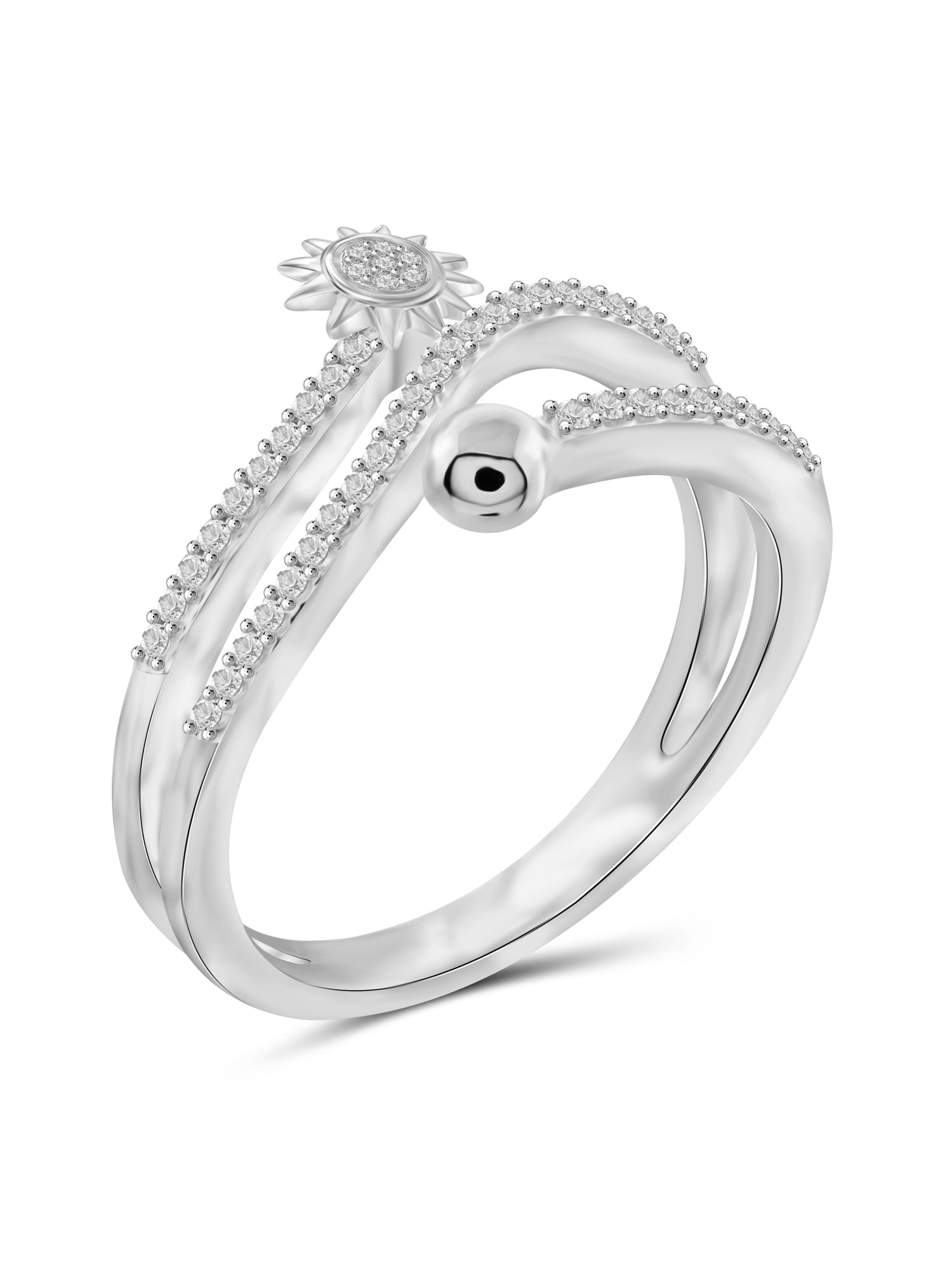 JewelersClub Stackable Diamond Rings for Women – 1/4 Carat White Diamond Ring Jewelry– 0.925 Sterling Silver Stackable Bands for Women –– Stackable Ring Set by JewelersClub