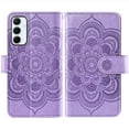 thumbnail image 5 of Asuwish Compatible with Samsung Galaxy A55 5G Wallet Phone Case and Tempered Glass Screen Protector Flower Faux Leather Flip Credit Card Holder Stand Zipper Cell Cover for A 55 55A A555G Women Purple, 5 of 8