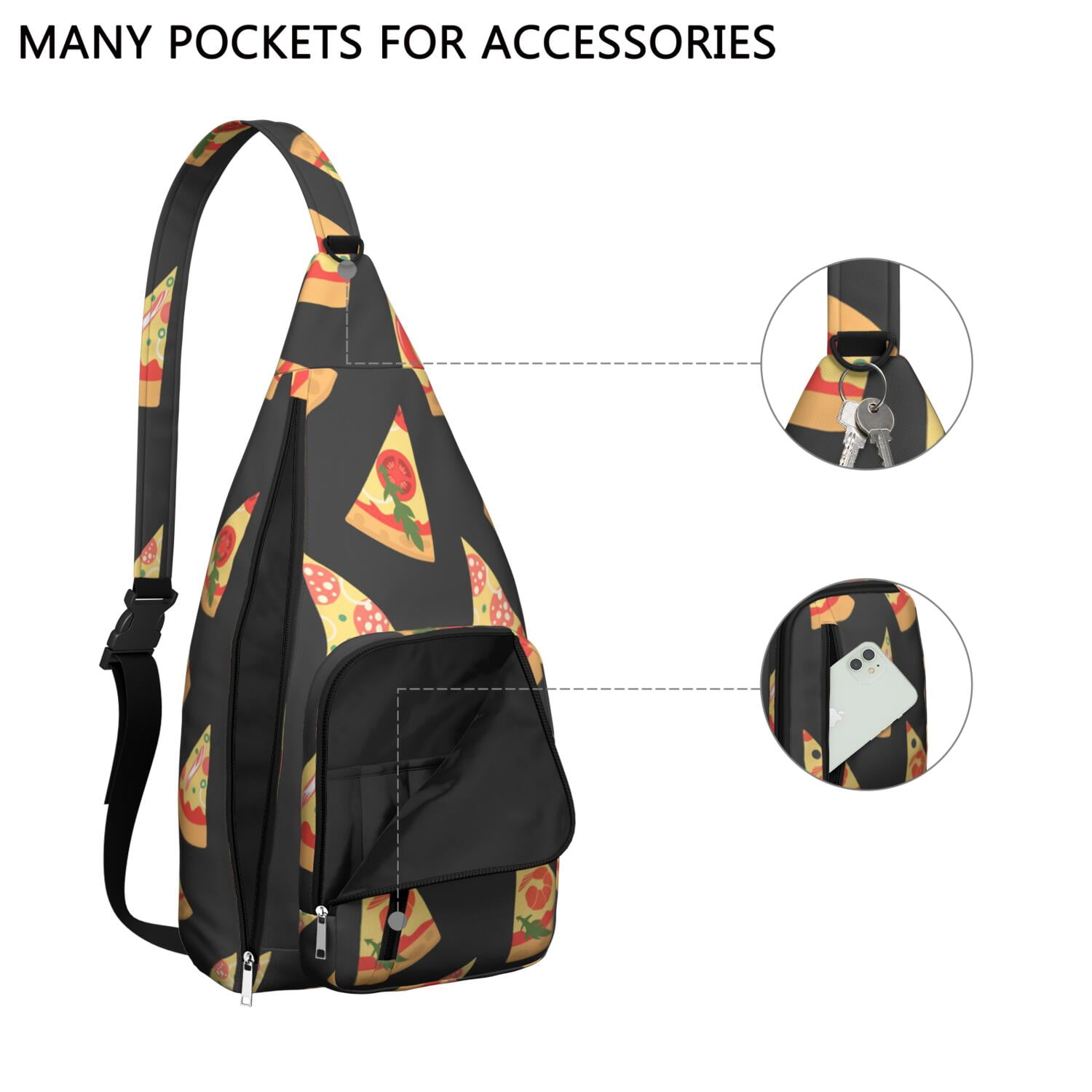 Funny Pizza Lover Chest Bag - Kawaii Foodie Sling Bag with Delicious Pizza Print, Lightweight Water-resistant Fanny Pack for Pizza Party & Daily Use (Women & Men)"