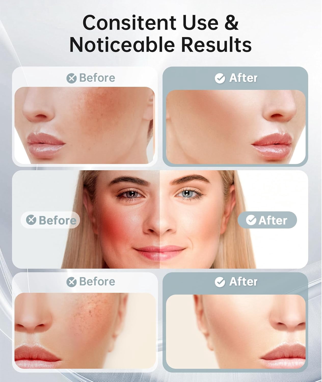 Red Light Therapy Facial Massager, 7 Color Adjustable Vibration and Heat for Wrinkles and Double Chin, Portable Skin Care Tool with Charging Base