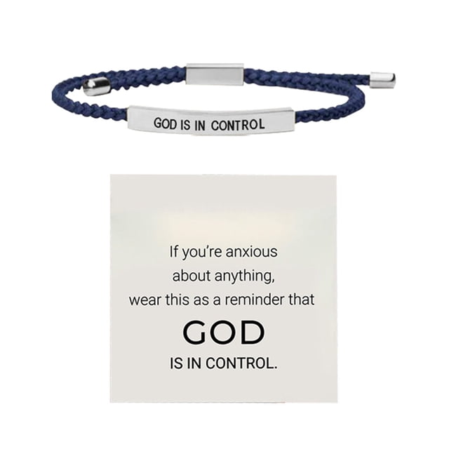 God Is In Control Bracelet Inspirational Stainless Steel Adjustable Braided Handmade Jewelry for Women Men Unisex