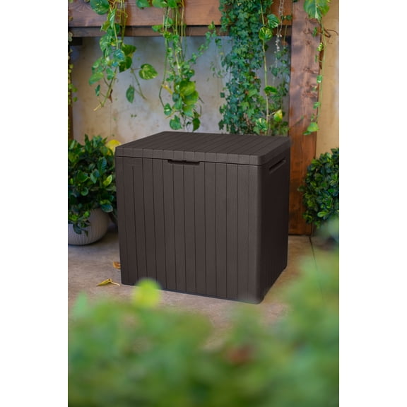 Keter City Box 30 Gallon Durable Resin Outdoor Deck Box Storage Organization, Brown