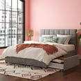 thumbnail image 2 of CosmoLiving Serena Upholstered Bed with Drawers, Bedroom Storage, Queen, Light Gray Velvet, 2 of 22