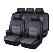 Car Pass 11 Pieces Leather Universal Car Seat Covers Set - Black and Gray