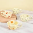 thumbnail image 3 of Koythin 4-Piece Ceramic Coffee Mugs, Creative Flower Mug for Office and Home, 8.5 oz/250 ml for Latte Tea Milk (Blue Flower, Orange Flower, Pink Cherry, Purple Tulip), 3 of 14