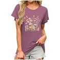 thumbnail image 2 of Busydd Womens T Shirts Fashion Print Short Sleeve Summer Tops Casual Round Neck Graphic Tees for Women Comfortable Versatile Going Out T-Shirts 2XL, 2 of 6