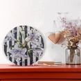thumbnail image 2 of Light Purple Flowers Black-white Stripes Round Wall Clock Silent Analog Battery Operated Gold Pointer Home Decor 9.84" Diameter, 2 of 11