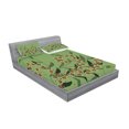 thumbnail image 2 of Ambesonne Floral Fitted Sheet & Pillow Sham Set, Retro Blooming Flowers, Full, Olive Green Red, 2 of 2