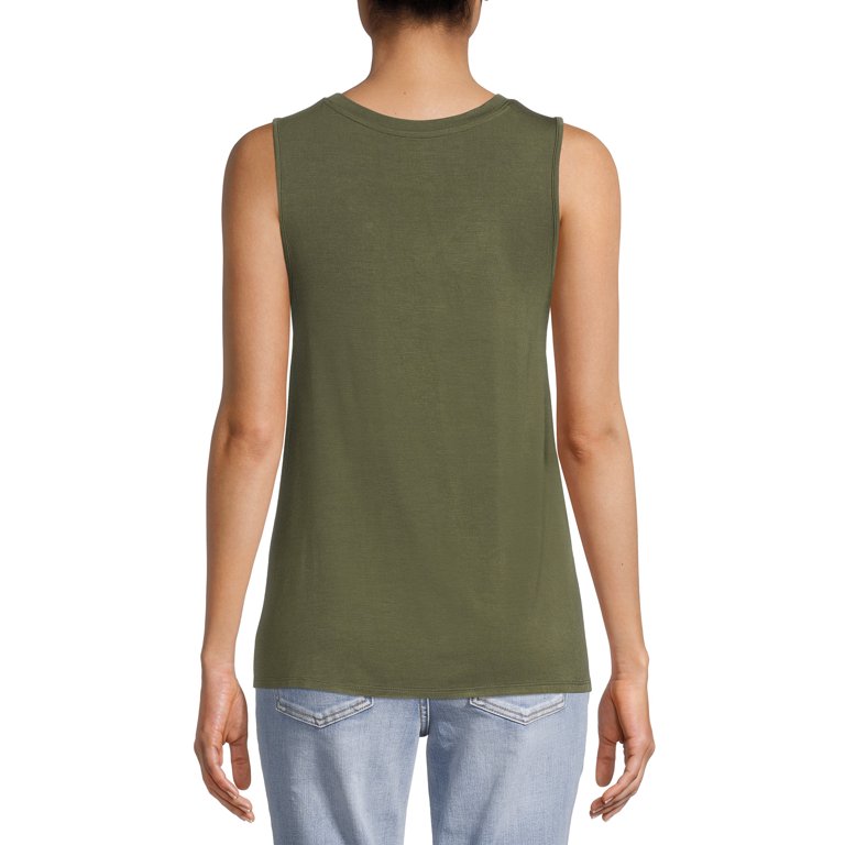 Time and Tru Women's Shirred Shoulder Tank Top - Walmart.com