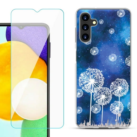 Slim-Fit TPU Fashion Phone Case for Samsung Galaxy A13 5G, with Tempered Glass Screen Protector, by OneToughShield ® - Dandelion Stars