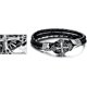 thumbnail image 5 of Pulsera con dijes, cuero de acero inoxidable, brazalete trenzado con cruz de lirios, para hombres y mujeres, negro y plateado, 5 of 5