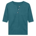 thumbnail image 4 of DHFJKG Henley Shirts For Women Solid Color 3/4 Sleeve T Shirt Spring Summer Loose Fit Basic Tee Soft Daily Wear Stylish Tops, 4 of 4