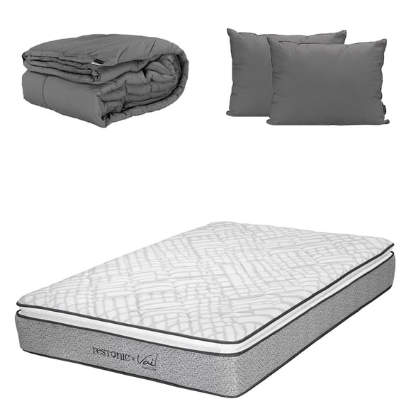 Colchón Matrimonial Restonic Vail con Almohada 2Pack y Edredón