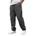 thumbnail image 2 of Mens Joggers Men's Solid Color Tight Waist Drawstring Casual Sports Multi Pocket Workwear Pants Gray 2Xl, 2 of 9