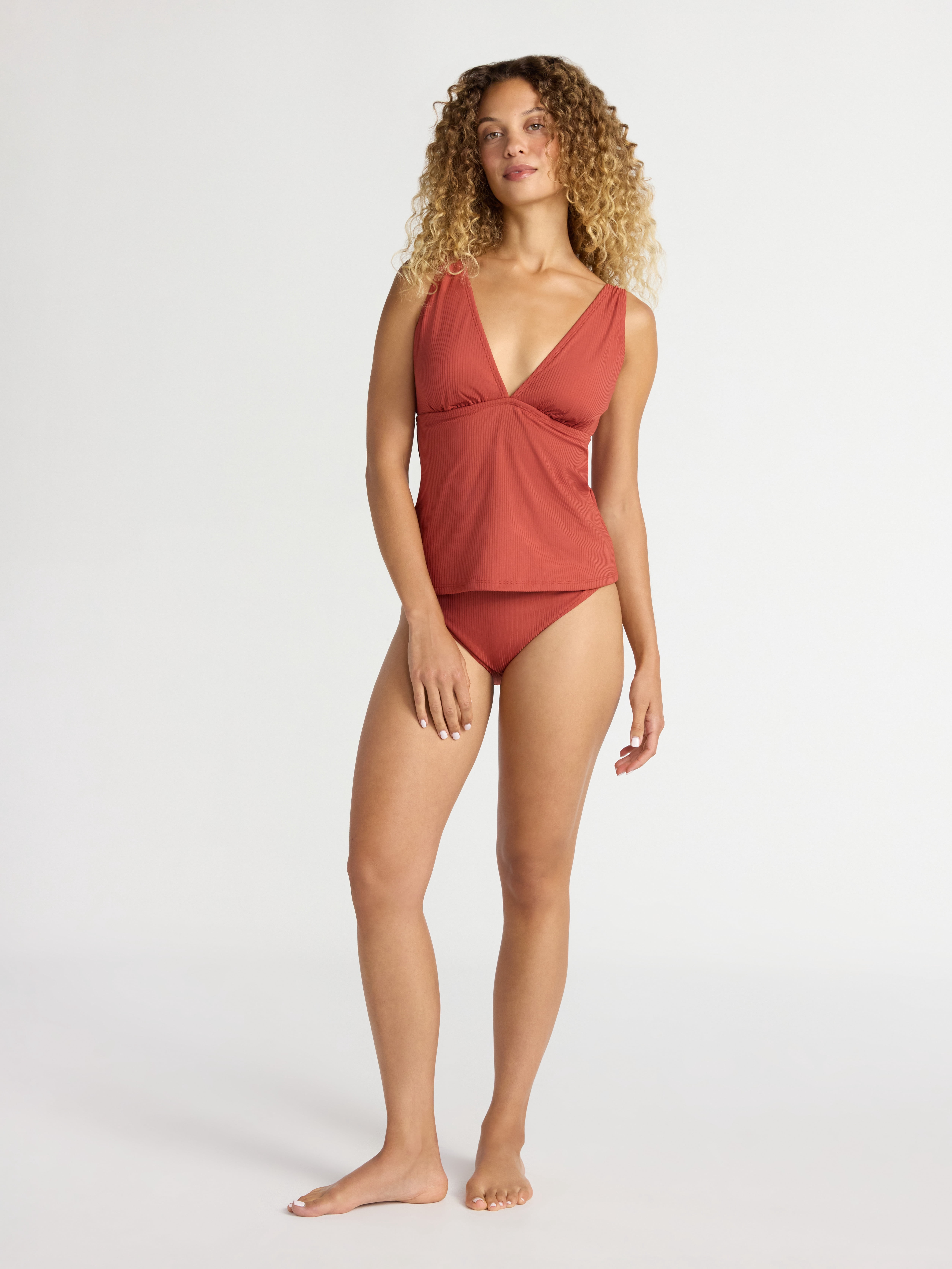 Time and Tru Women's and Women’s Plus V Neck Tankini Top, Sizes XS-2X